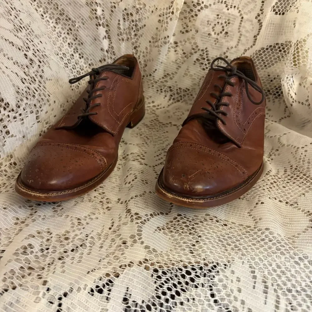 Aston Grey Men's US 12 Brown Leather Oxfords Shoes